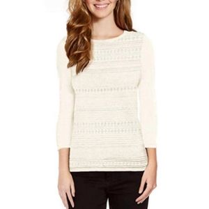 Buffalo David Bitton large ivory white 3/4 sleeve lightweight long sweater